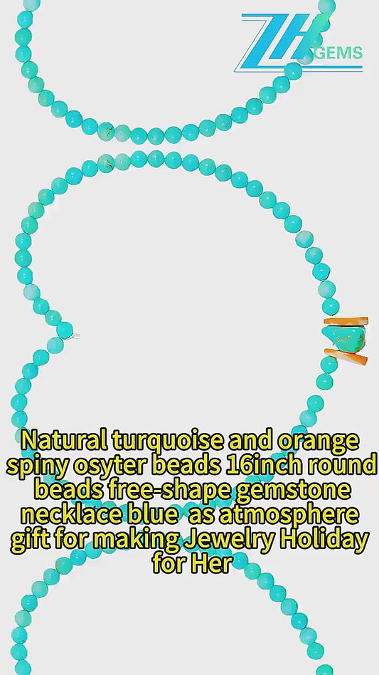 Hot Sale Natural Spiny Oyster Beads Natural Stablish Turquoise Round Beads Free-form Necklace Ladies Jewelry Temperament