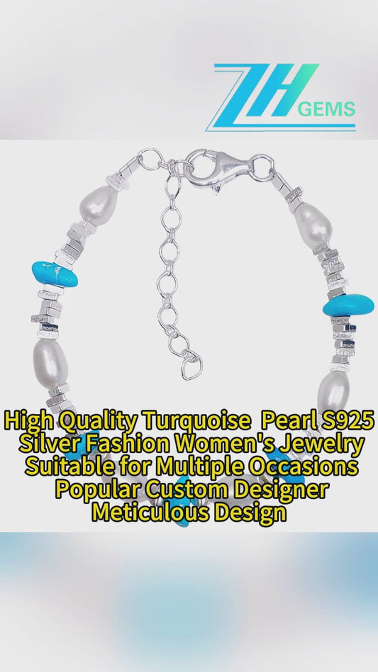 High Quality Turquoise Pearl S925 Silver Fashion Suitable For Multiple Occasions Popular Custom Designer Meticulous Design