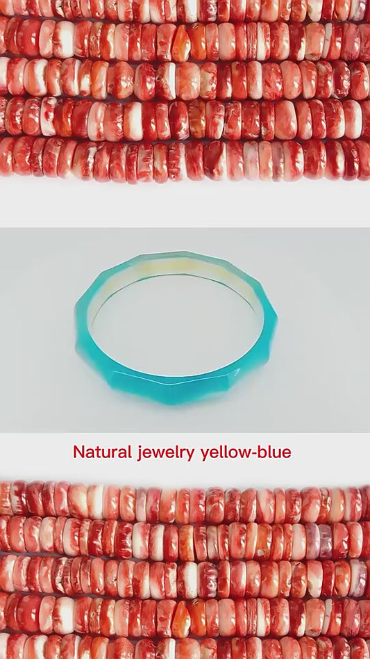Natural Jewelry Yellow-blue Agate Gemstone Woman Man Bangle Best Gift 53-63mm