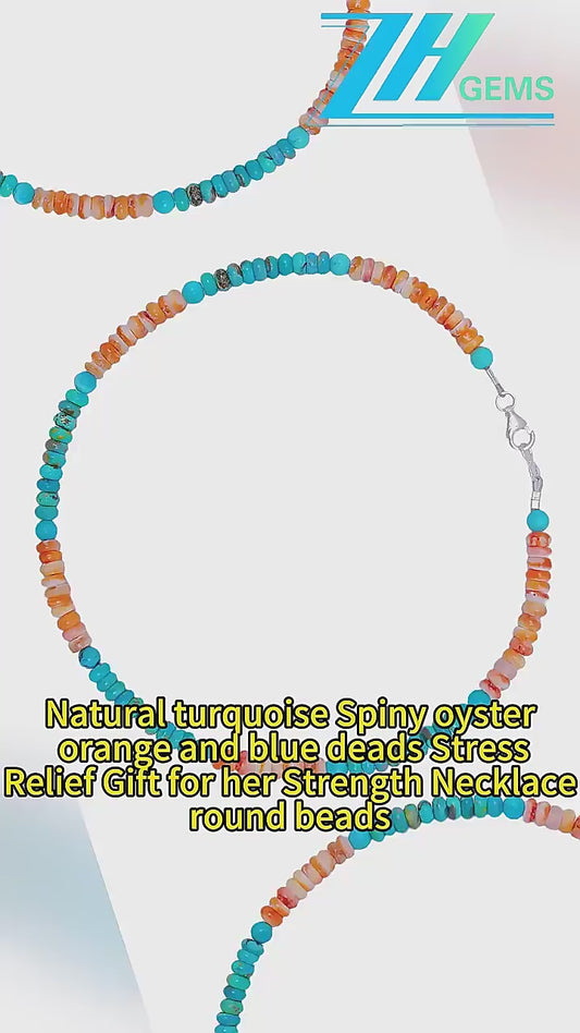 Spiny Oyster Beads Natural Stablish Turquoise Beads S925 Silver Necklace Jewelry Accessories Female Fashion Exquisite