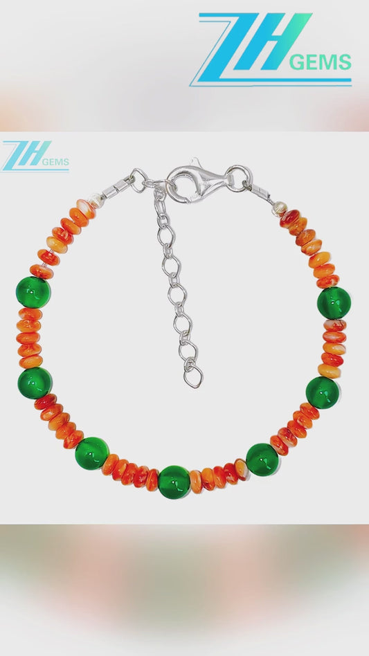 Natural Orange Spiny Oyster Bead Jewelry Simple Modern Style Holidays Anniversary Gifts Are The Best Choice