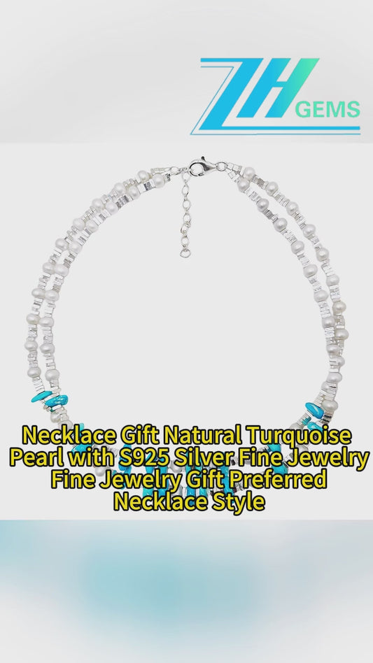 Necklace Gift Natural Turquoise Pearl With S925 Silver Fine Jewelry Fine Jewelry Gift Preferred Necklace Style