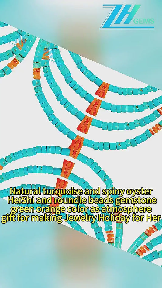 High Quality Natural Spiny Oyster Beads Natural Stablish Turquoise Necklace Jewelry Women Summer Fashion New Arrival