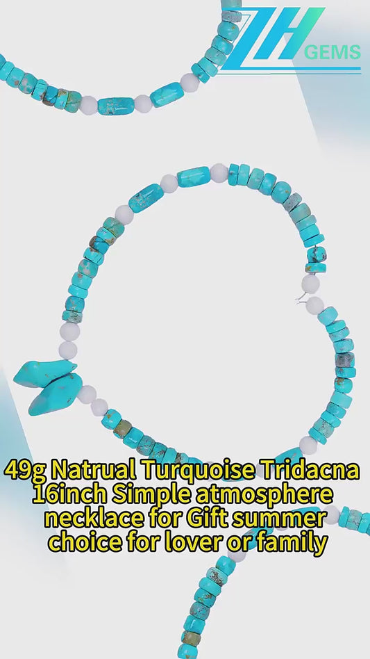 49g Natrual Turquoise Tridacna 16inch Simple Atmosphere Necklace For Gift Summer Choice For Lover Or Family