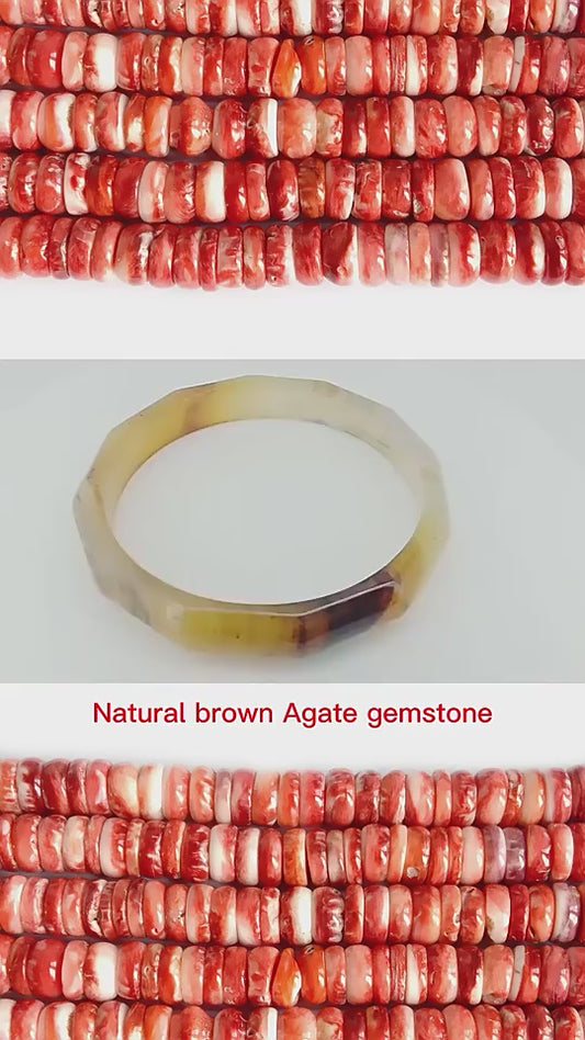 Natural Brown Agate Gemstone Bangle Best Gift For Her 53-63mm