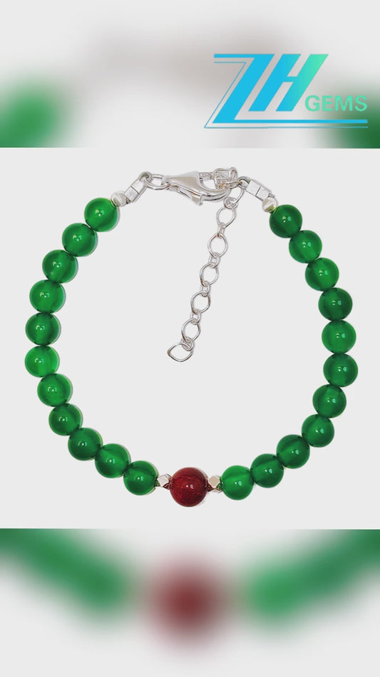 Chrysoprase Bracelet Red Rutilated Quartz With S925 Silver Authentic Bracelet High Jewelry Designer Custom
