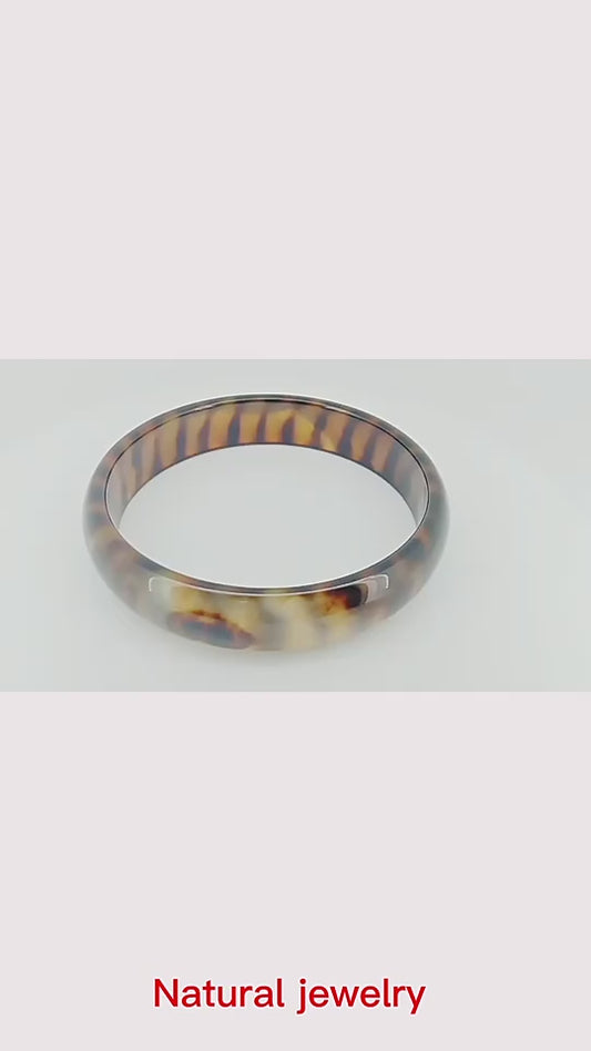 Natural Jewelry Brown Agate Gemstone Bangle Best Gift 53-63mm