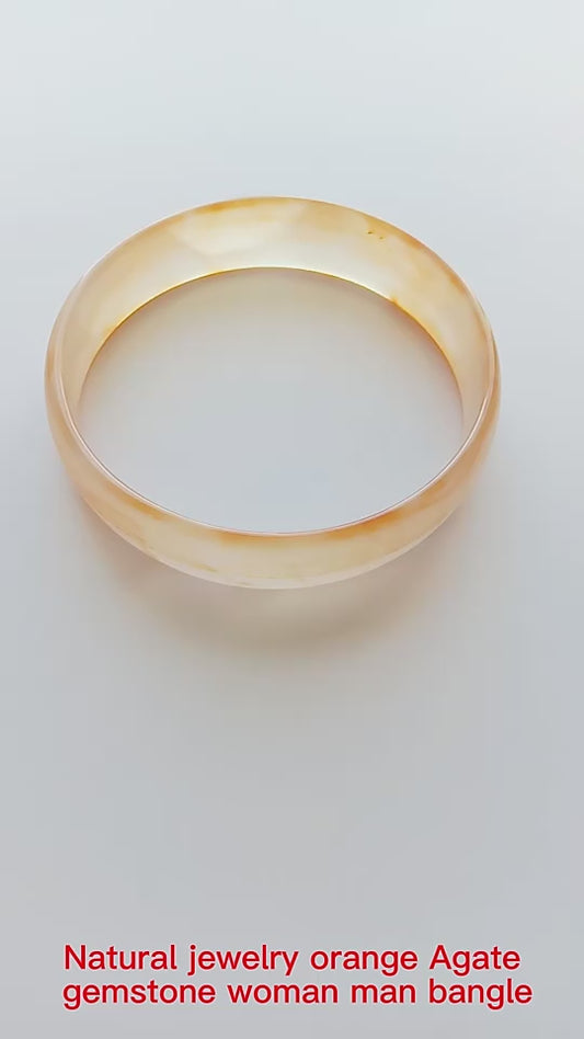 Natural Jewelry Orange Agate Gemstone Woman Man Bangle Best Gift 53-63mm
