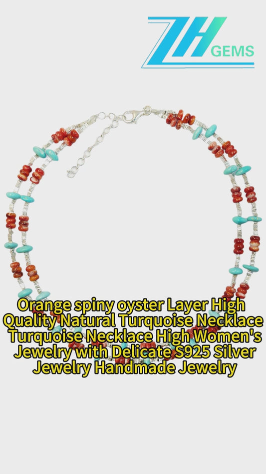 Orange Spiny Oyster Layer High Quality Natural Turquoise Necklace Turquoise Necklace High Women's Jewelry With Delicate