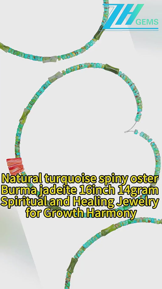Natural Turquoise Spiny Oster Burma Jadeite 16inch 14gram Spiritual And Healing Jewelry For Growth Harmony