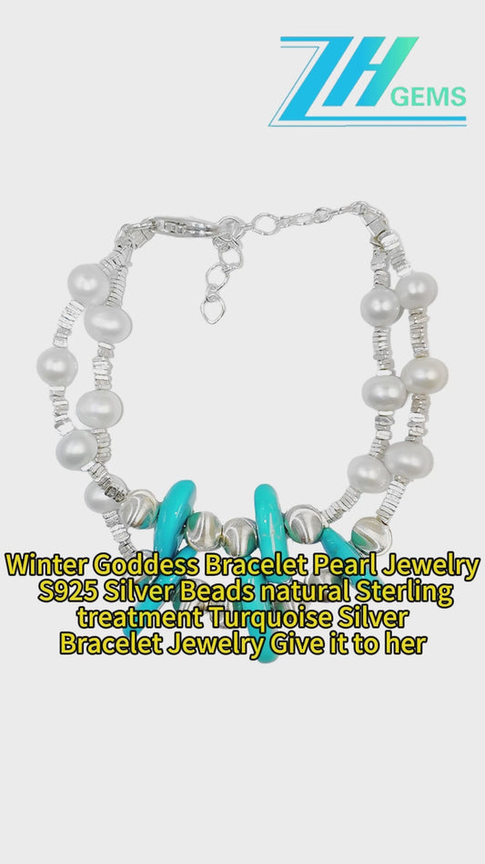 Winter Goddess Bracelet Pearl Jewelry S925 Silver Beads Natural Sterling Treatment Turquoise