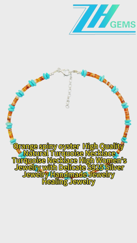 Orange Spiny Oyster High Quality Natural Turquoise Necklace Turquoise Necklace High Women's Jewelry With Delicate S925 Silver