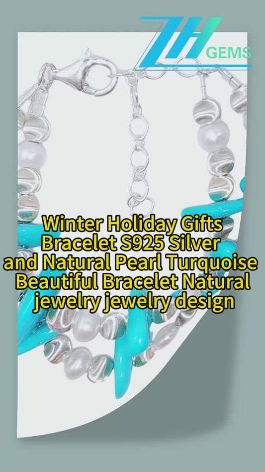 Winter Holiday Gifts Bracelet S925 Silver And Natural Pearl Turquoise Beautiful Bracelet Natural Jewelry Jewelry Design