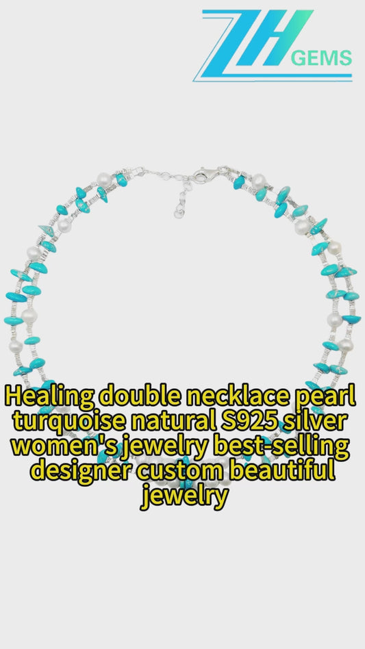 Healing Double Necklace Pearl Turquoise Natural S925 Silver Women's Jewelry Best-selling Designer Custom Beautiful Jewelry