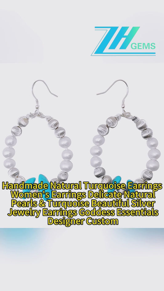 Handmade Natural Turquoise Earrings Women's Earrings Delicate Silver Jewelry Earrings Goddess Essentials Designer Custom