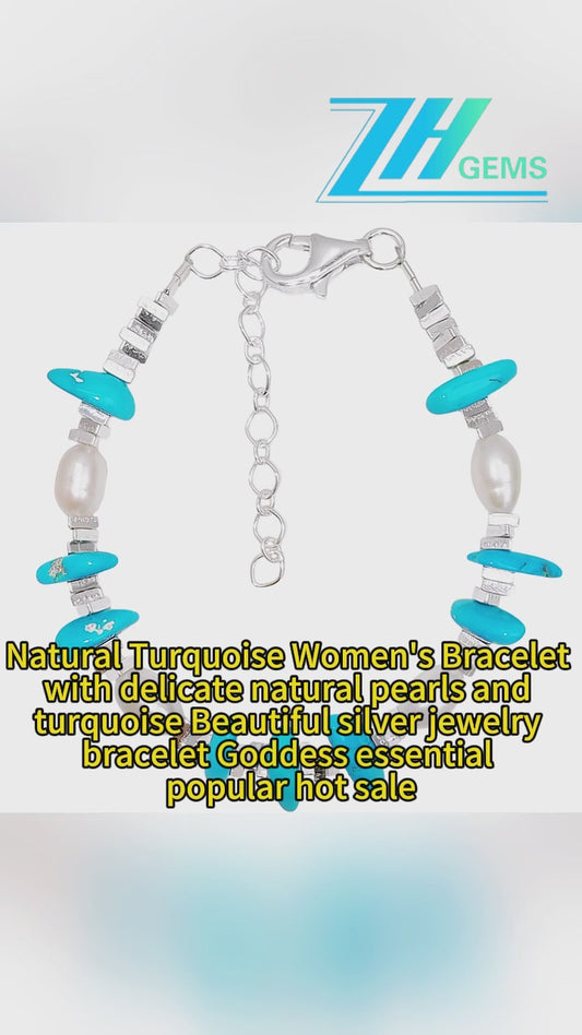 Natural Turquoise Bracelet Delicate Natural Pearls And Turquoise Beautiful Bracelet Goddess Essential Popular Hot Sale