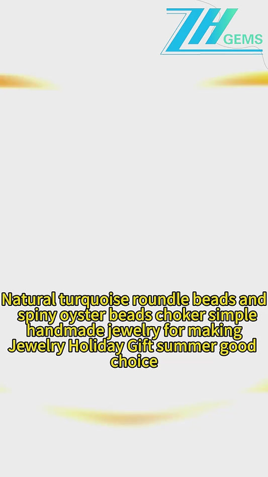 Natural Turquoise Roundle Beads And Spiny Oyster Beads Choker Simple Handmade Jewelry For Making Jewelry Holiday Gift Summer