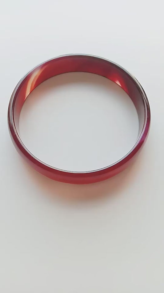Inner 53-63mm Red Chalcedony Bangle Agate Stone Band Gemstone Width Bangle Woman Man Bangle Best Gift