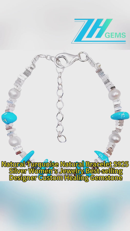 Natural Turquoise Natural Bracelet S925 Silver Women's Jewelry Best-selling Designer Custom Healing Gemstone