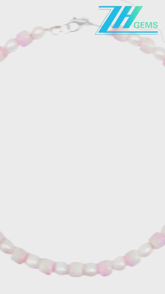 Natural Pearls Natural Pink Opal Drum Shape Necklace Jewelry Temperament Women's Design Pearl Necklace