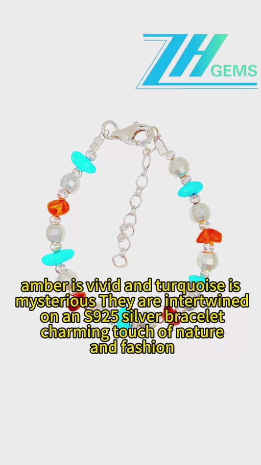 Amber Is Vivid And Turquoise Is Mysteriousthey Are Intertwined On An S925 Silver Chain The Hand Woven Craftsmanship Shows