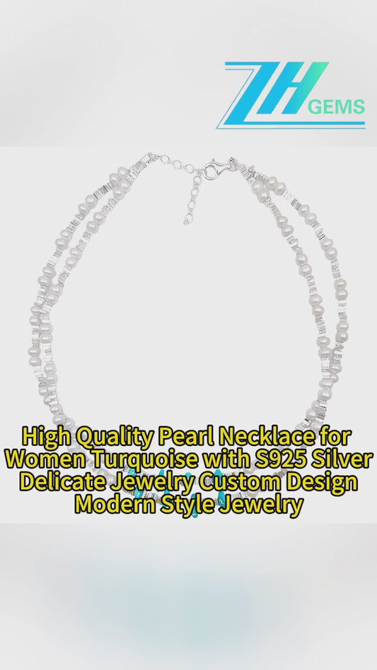 High Quality Pearl Necklace For Women Turquoise With S925 Silver Delicate Jewelry Custom Design Modern Style Jewelry
