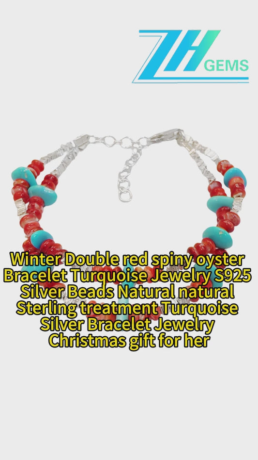 Winter Double Red Spiny Oyster Bracelet Turquoise Jewelry S925 Silver Beads Natural Natural Sterling Treatment Turquoise