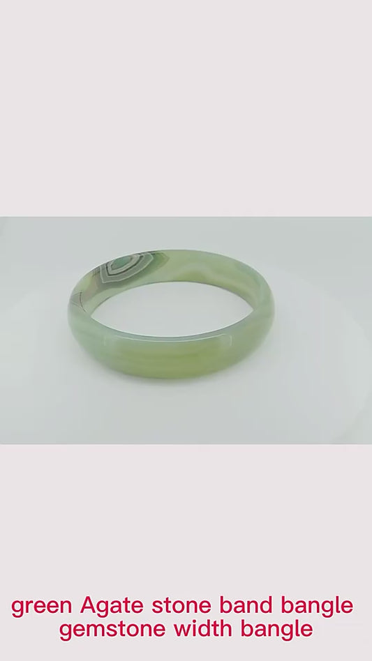 53mm-63mm Green Agate Stone Band Bangle Gemstone Width Bangle Woman Man Bangle Best Gift