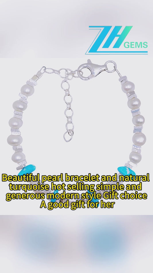 Beautiful Pearl Bracelet And Natural Turquoise Hot Selling Simple And Generous Modern Style Gift Choice A Good Gift For Her