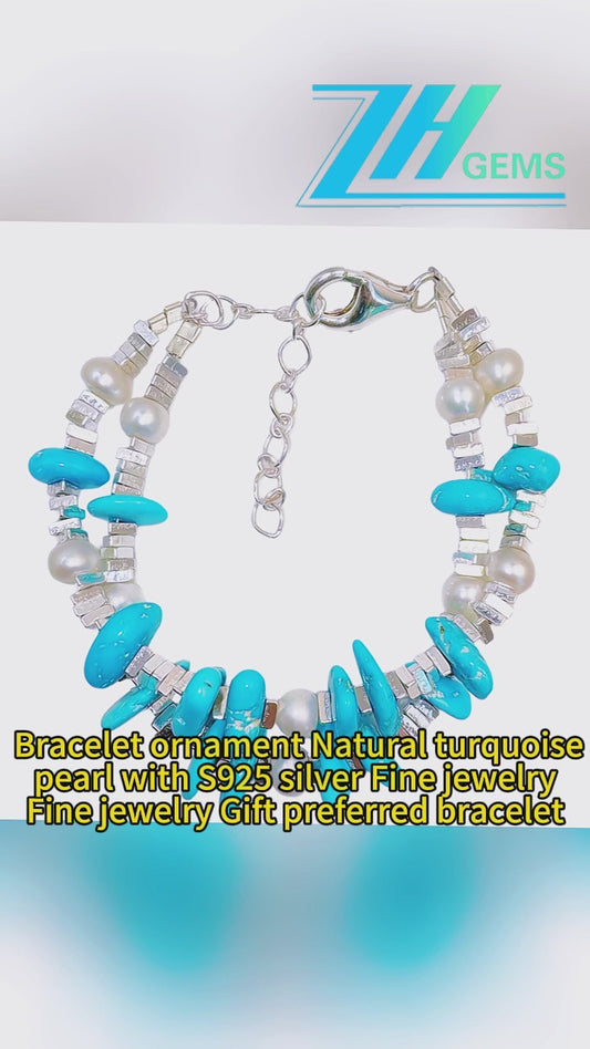 Bracelet Ornament Natural Turquoise Pearl With S925 Silver Fine Jewelry Fine Jewelry Gift Preferred Bracelet