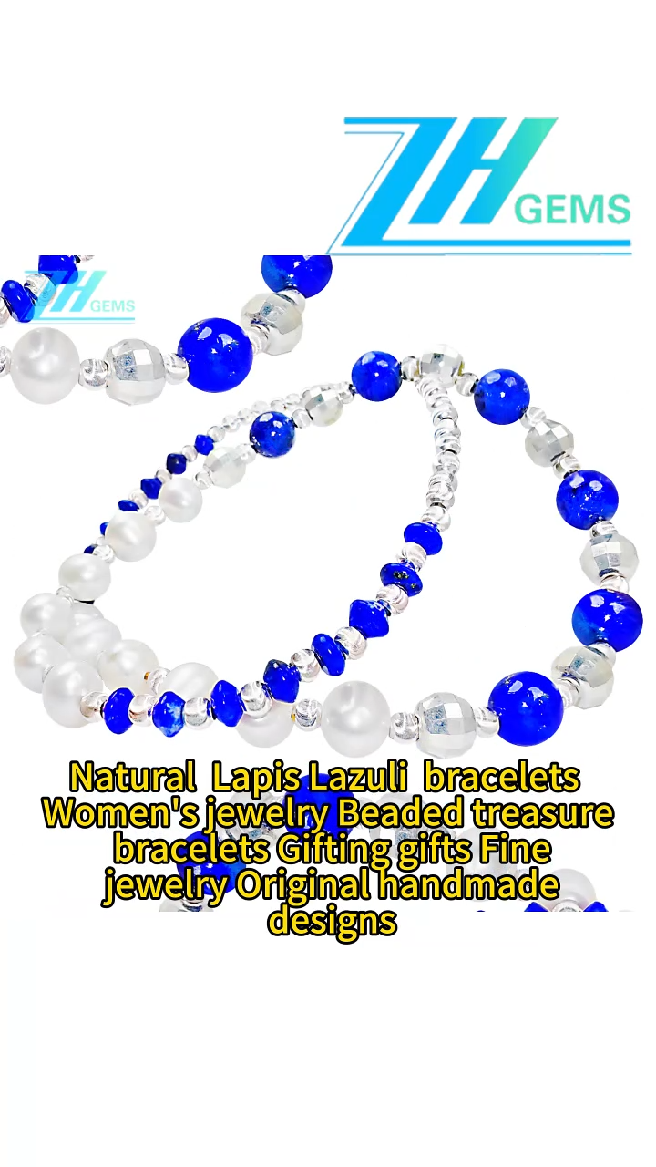 Lapis Lazuli &nbsp;natural high quality bead necklace natural high-grade pearl blue and white color matching classic match spring wear gifts