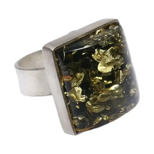 Stunning black amber ring Huge Baltic amber ring 15.8gram with sterling silver gorgeous Adjustable Poison promise jewelry